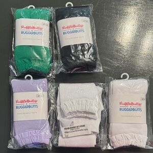 Ruffle Butts Kids Footless Ruffle Tights - Green, Black, Purple, White (5 pairs)